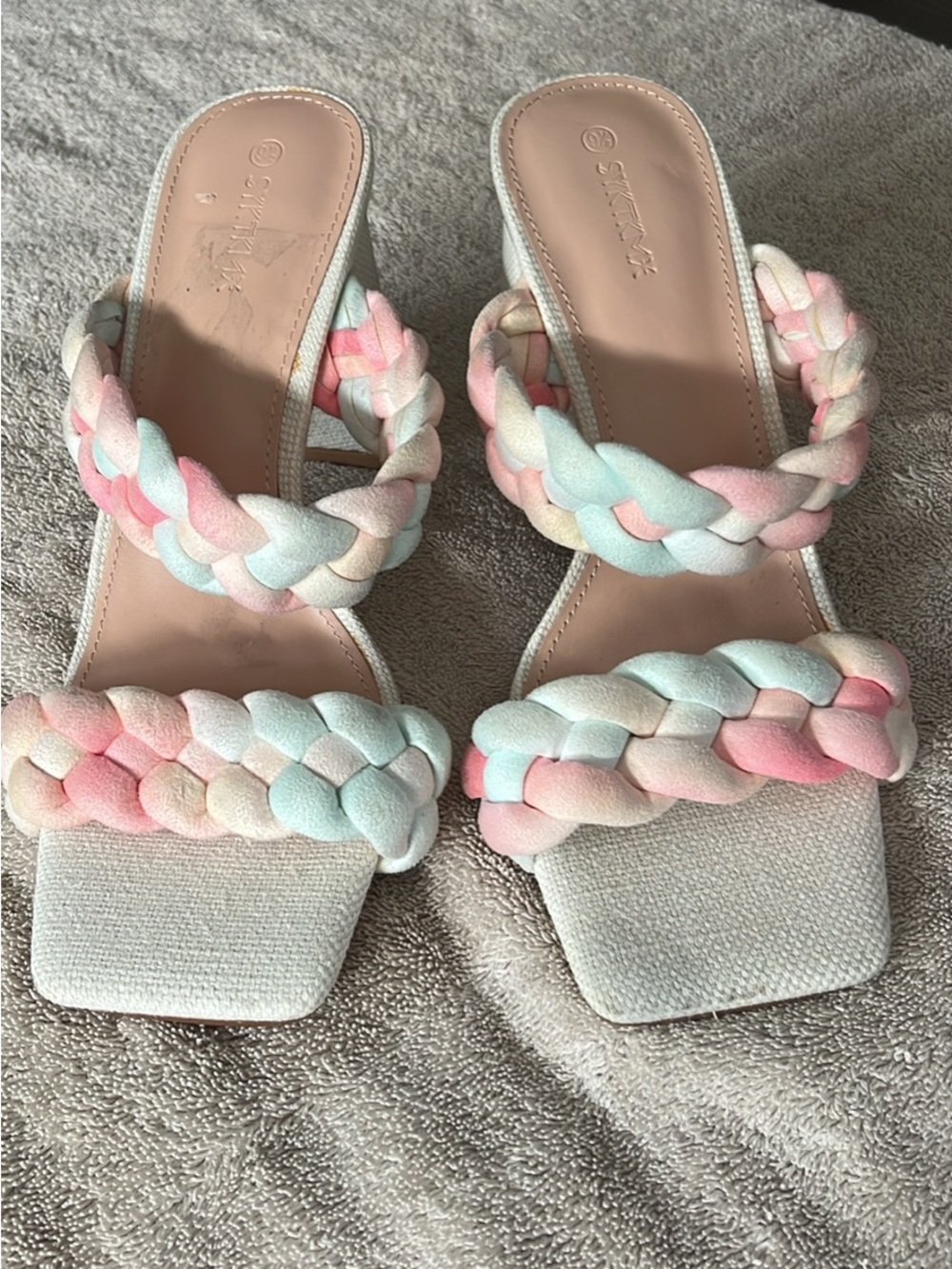 Levi's Pastel Braided Slide Sandals - Pink, Blue, Cream